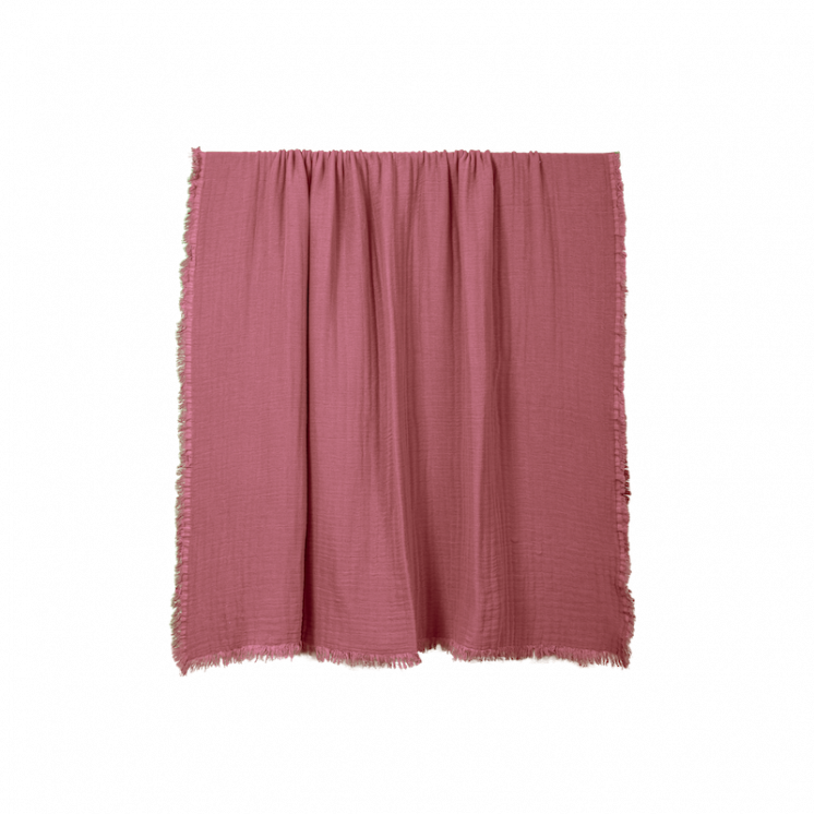 Plaid en coton lavé "Vanly" coloris Bois de rose.