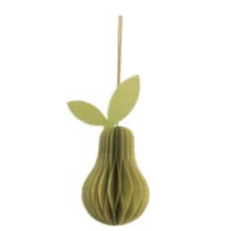 Poire à suspendre, en papier plié, avec sa cordelette