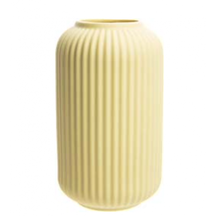 Vase en porcelaine "douce brise" coloris jaune pâle, grand format.