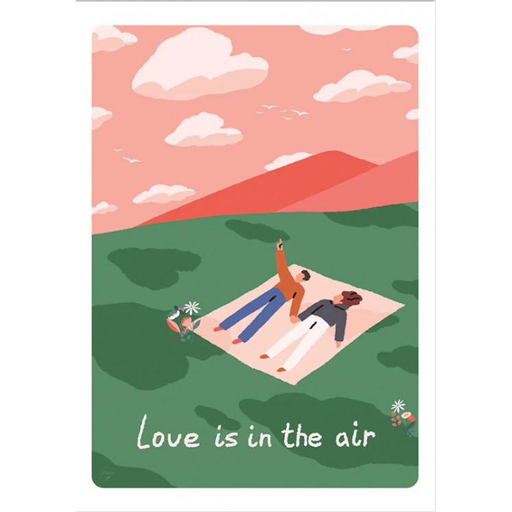 Affiche A4 illustrée "Love is in the air"