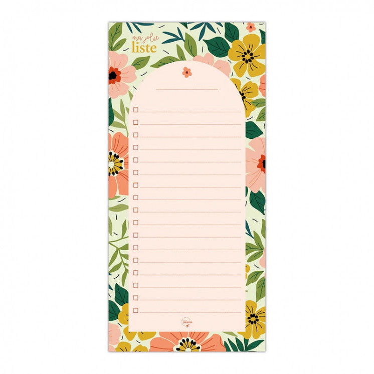 Bloc-note "ma jolie liste" illustré du motif Floraison