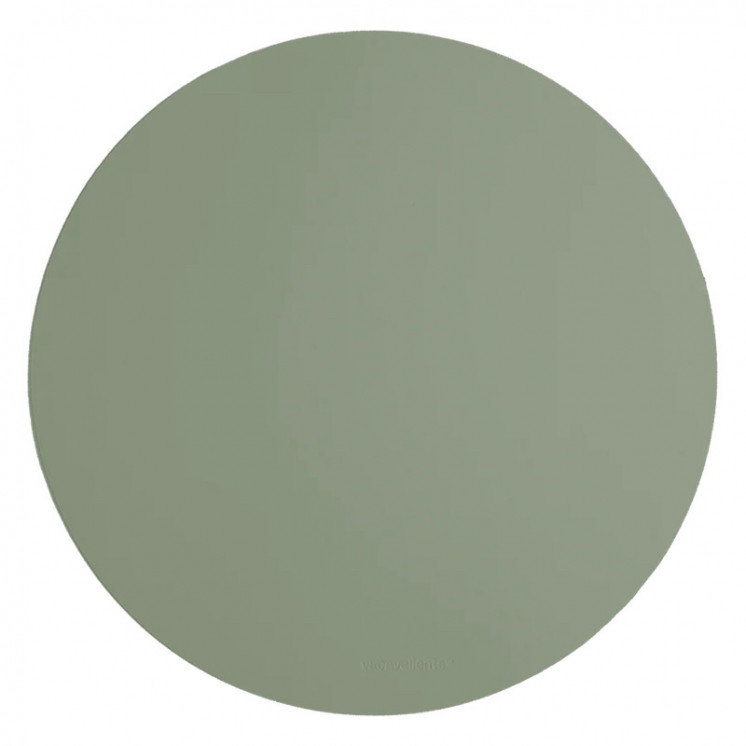 Set de table rond Vacavaliente® en cuir recyclé coloris Vert sauge