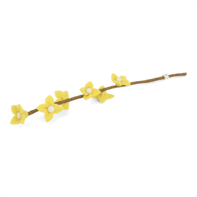 Branche en laine avec fleurs jaunes