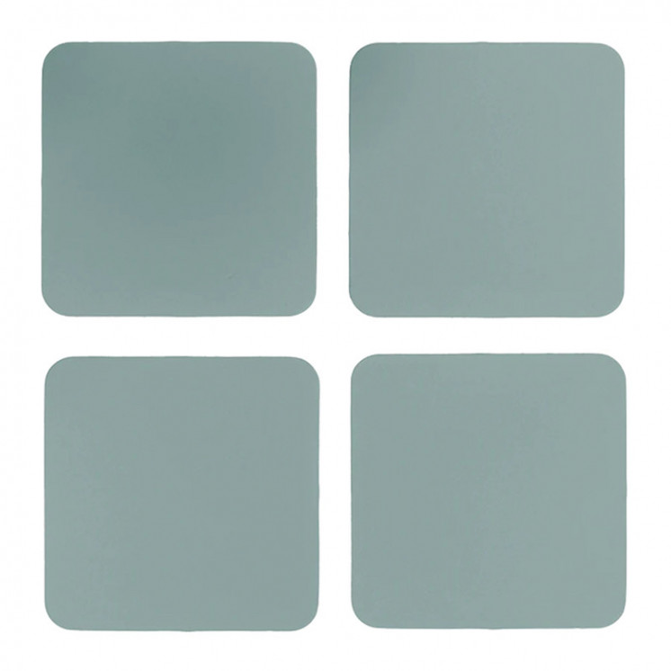Dessous de verre en cuir carré Vert eucalyptus - Set de 4