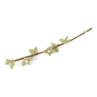 Branche en laine avec fleurs vertes