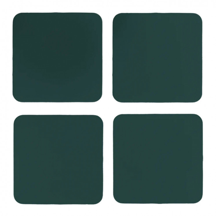 Set de 4 dessous de verre carrés Vacavaliente® en cuir recyclé coloris Vert amazonie