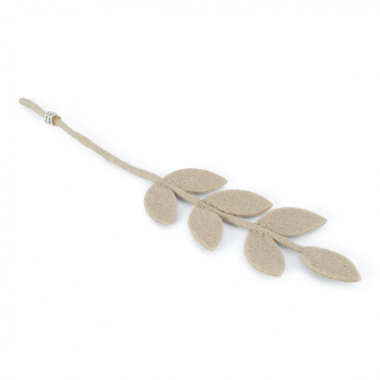 Branche en laine avec feuilles beiges
