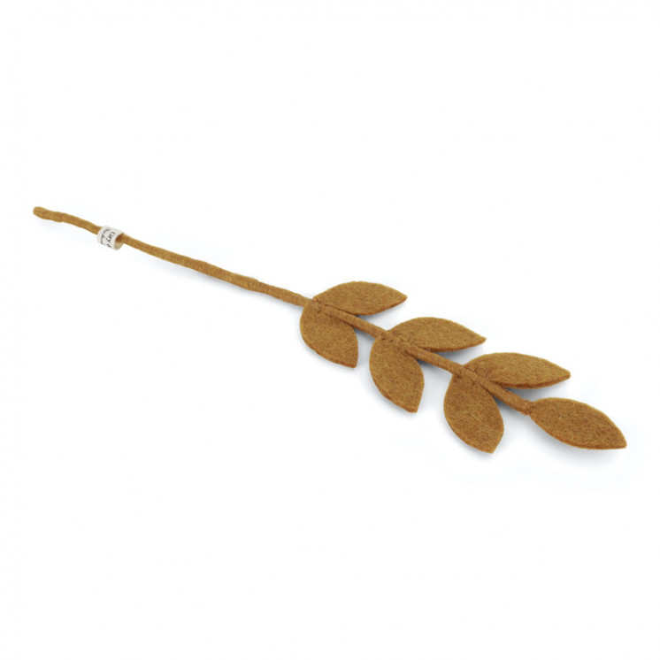 Branche en laine avec feuilles marron doré
