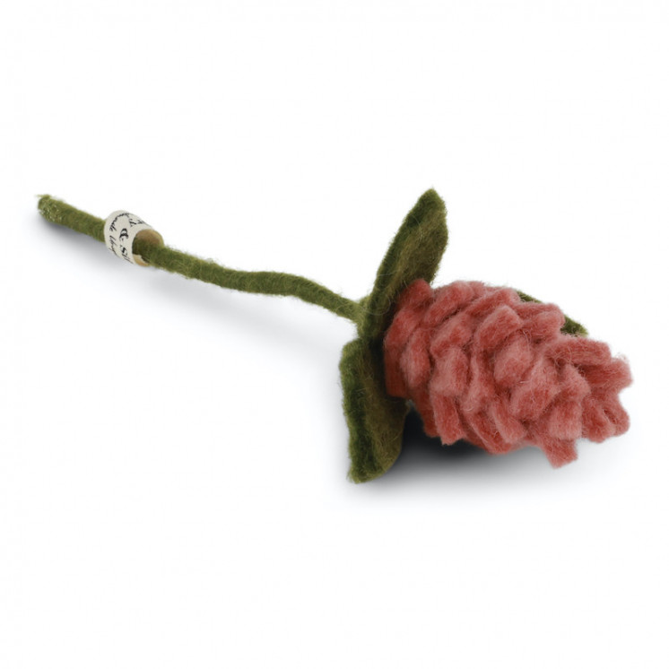 Mini fleur d'artichaud en laine rose