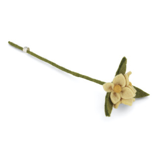 Trio de fleurs en laine Jaune clair