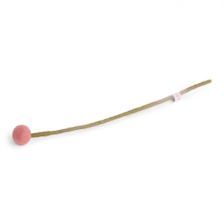 Fleur boule en laine 2cm coloris rose clair