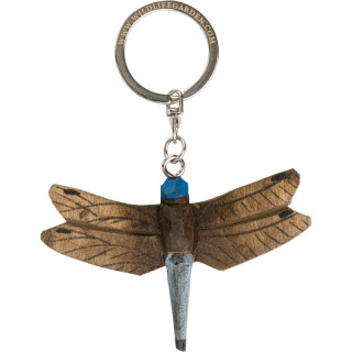 Porte-clé libellule en bois sculpté et peint à la main