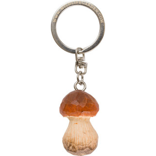 Porte-clé cèpe en bois sculpté et peint à la main
