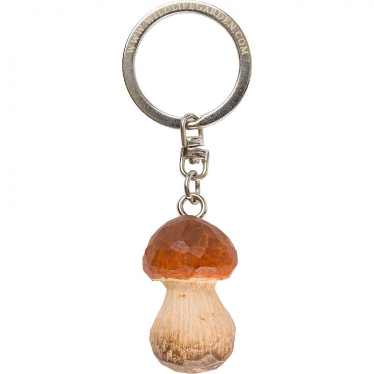 Porte-clé cèpe en bois sculpté et peint à la main