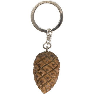 Porte-clé pomme de pin en bois sculpté et peint à la main