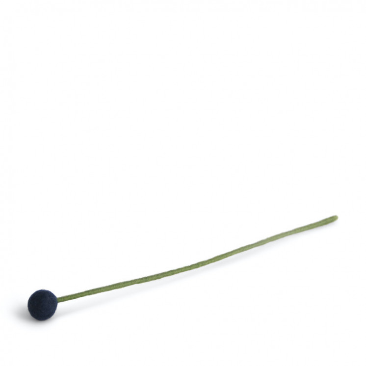 Fleur boule en laine 2cm coloris bleu roi