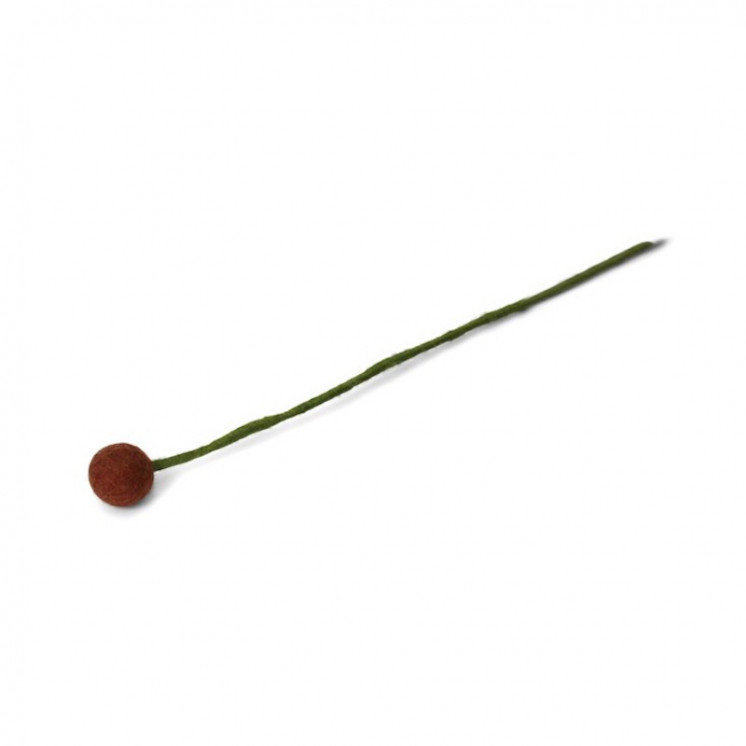Fleur boule en laine 2cm coloris marron