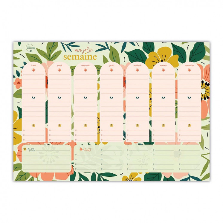 Bloc-note semainier illustré du motif Floraison