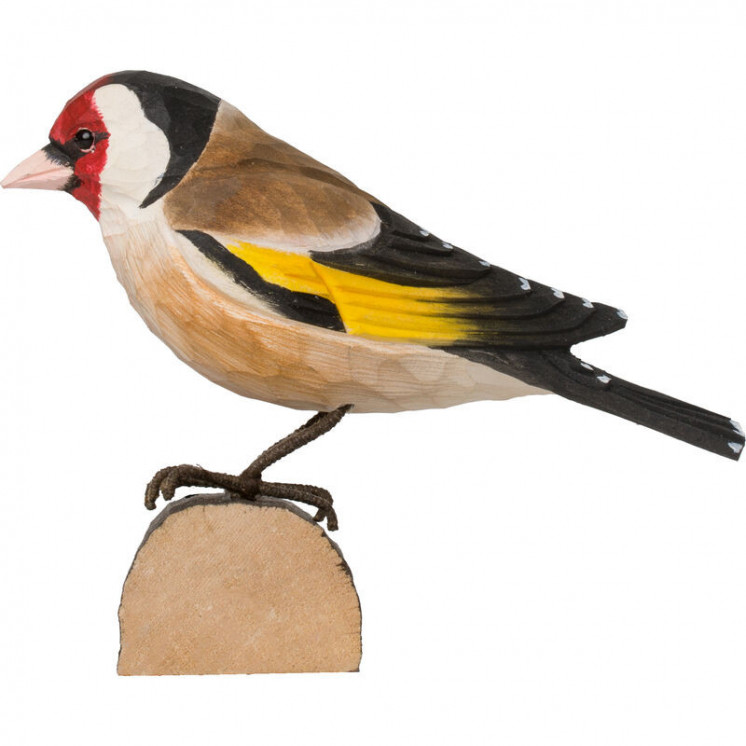 Chardonneret élégant en bois sculpté et peint à la main