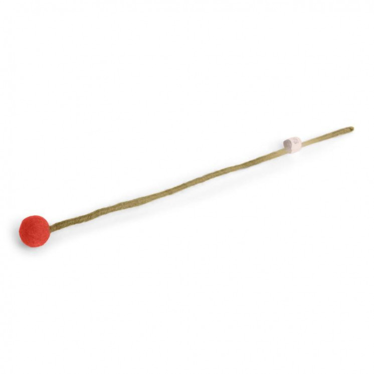 Fleur boule en laine coloris orange vif