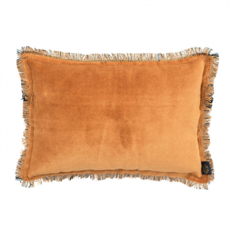 Petit coussin en velours avec franges Delhi coloris Caramel