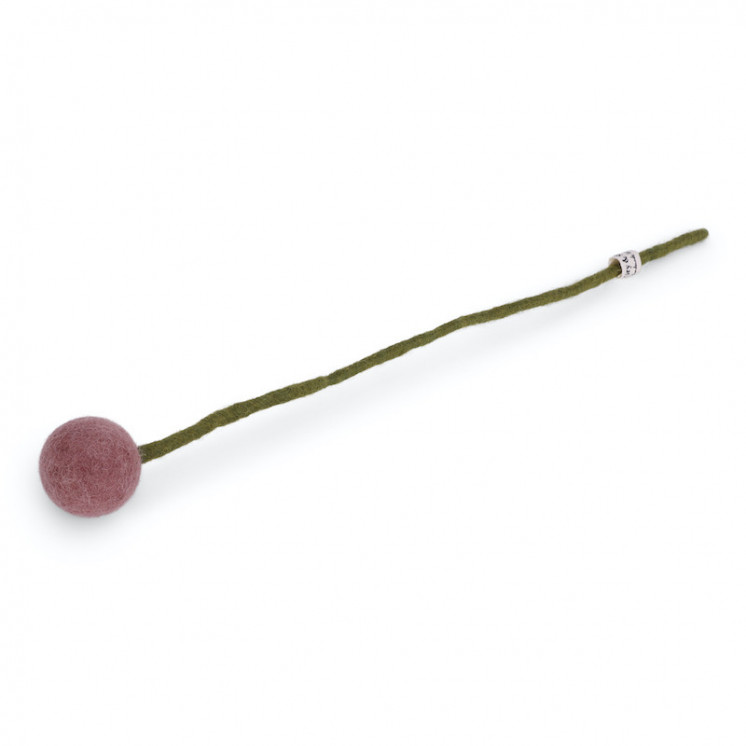 Fleur boule en laine 3cm coloris bois de rose