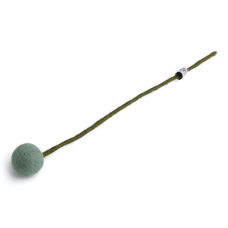 Fleur boule en laine 3cm coloris vert grisé