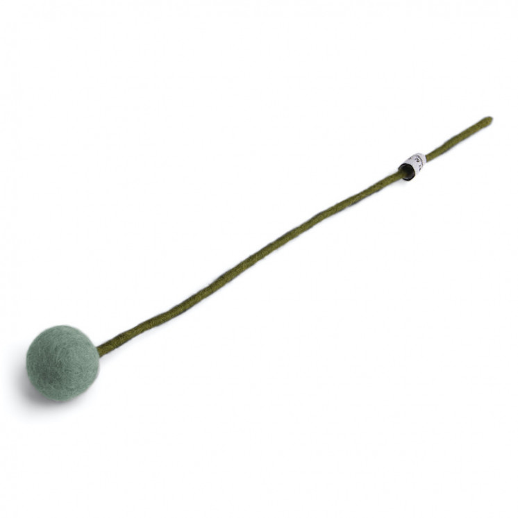 Fleur boule en laine 3cm coloris vert grisé