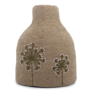 Vase en laine avec motif brodé, coloris marron clair