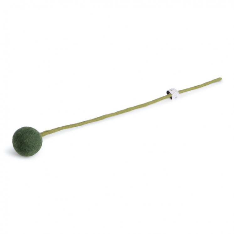 Fleur boule en laine 2cm coloris vert foncé
