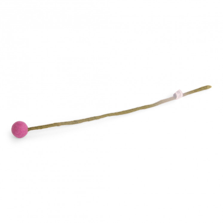 Fleur boule en laine 2cm coloris rose vif Gry & Sif