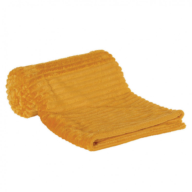 Plaid en velours côtelé coloris jaune soleil