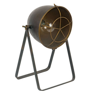 Lampe à poser en métal style projecteur coloris bronze avec intérieur doré