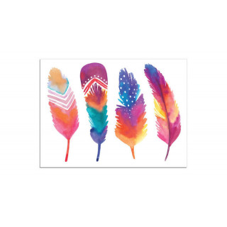 Planche de tattoos éphèmeres, motifs plumes colorées