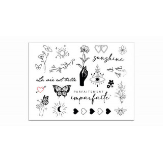 Planche de tattoos éphèmeres, motifs Tendance