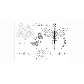 Planche de tattoos éphèmeres, motifs Floralia