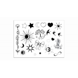 Planche de tattoos éphèmeres, motifs Essentiels