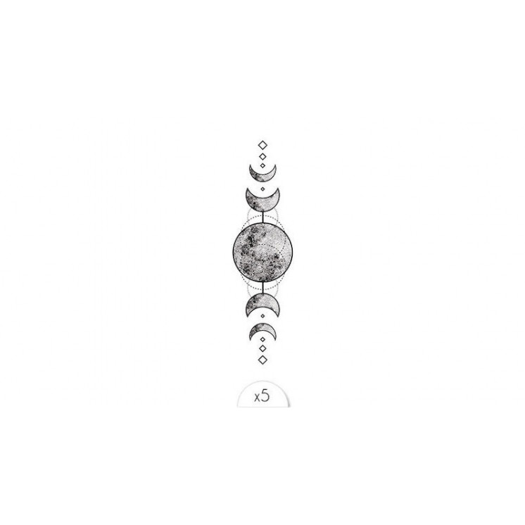 Tattoo éphèmere, motif noir Etapes lunaires
