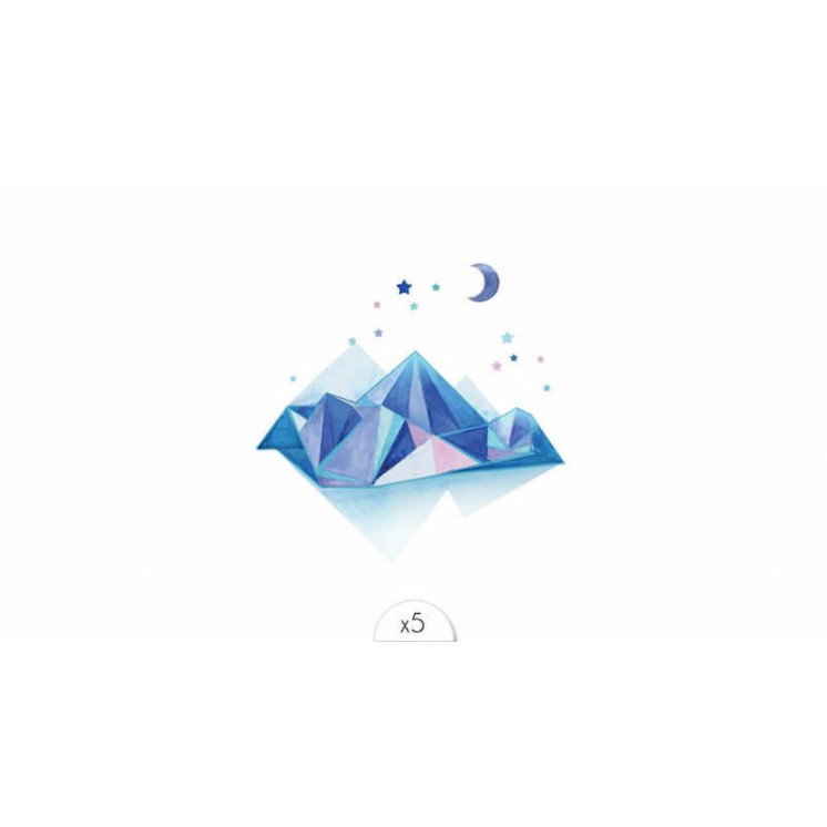 Tattoo éphèmere, motif Montagne bleue géométrique