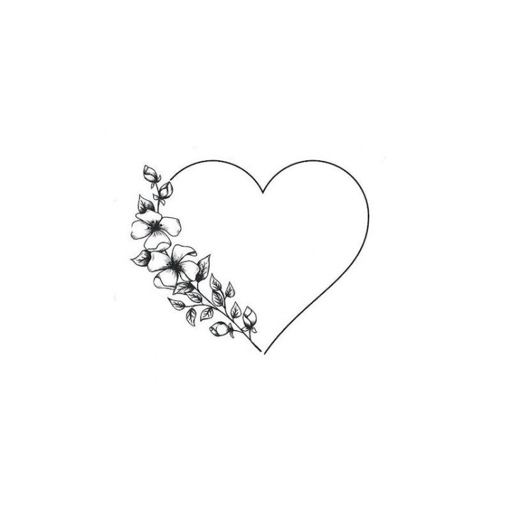 Tattoo éphèmere, motif Coeur noir fleuri