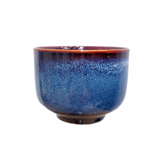 Bol à thé droit en porcelaine émaillée, coloris bleu nuit