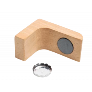 Porte-savon mural en bois de hêtre avec sa capsule en acier inoxydable.