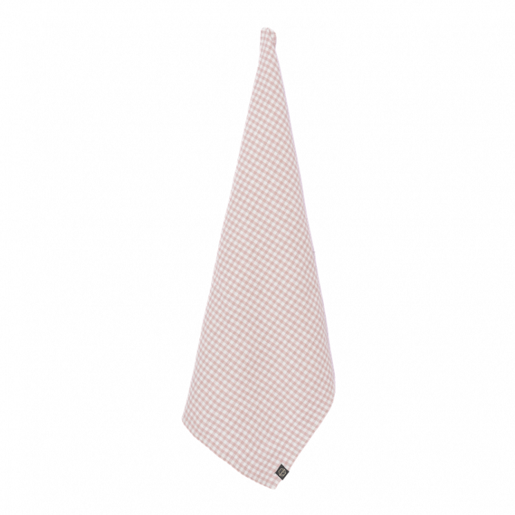 Torchon Piana à petit carreaux, mélange lin et coton, coloris Pétale.