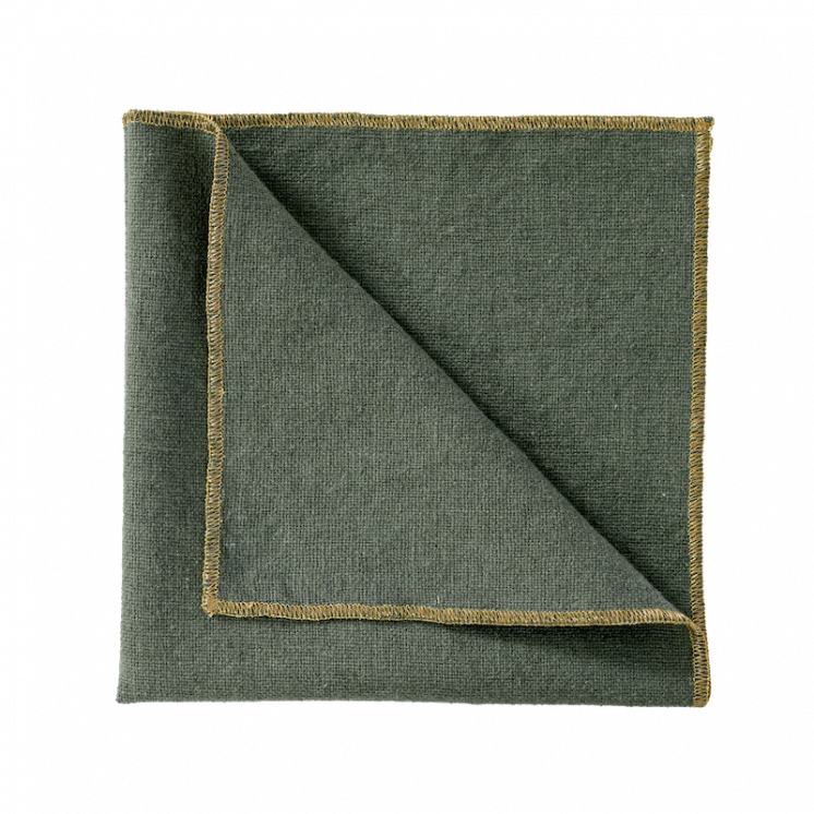 Serviette de table "Verone" en lin et coton coloris Kaki.