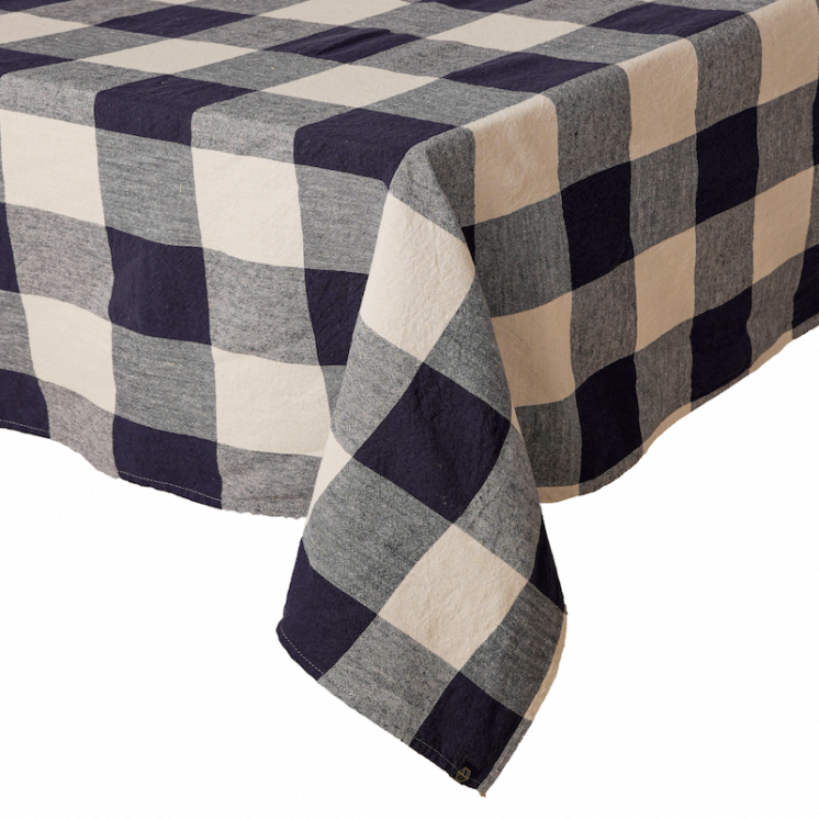 Nappe en lin et coton "Palma" coloris Encre.