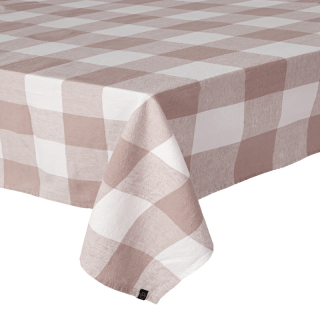 Nappe en lin et coton "Palma" à grands carreaux, coloris Pétale.