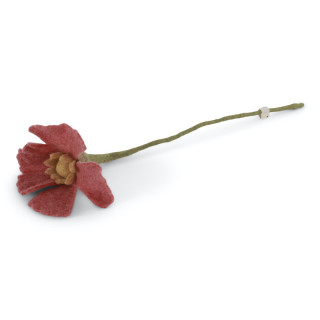 Grande fleur de coquelicot en laine couleur Corail Gry & Sif