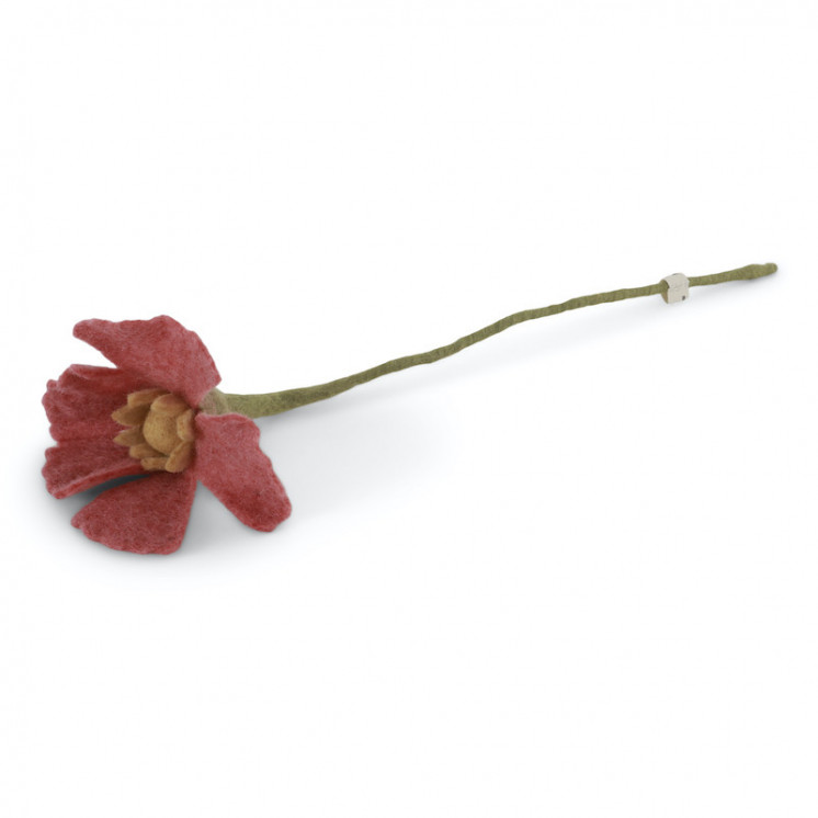Grande fleur de coquelicot en laine couleur Corail Gry & Sif