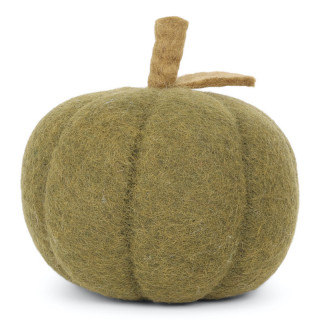 Citrouille en laine, coloris vert, grand format.