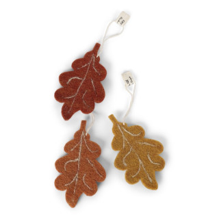 Set de 3 feuilles de chêne en laine à suspendre